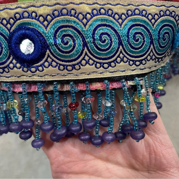 Mica floral tapestry midi skirt beaded mirrored trim women’s size 10 coquette - Picture 7 of 8